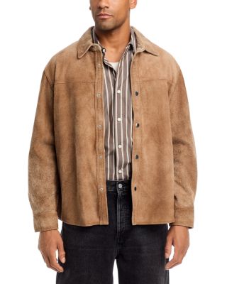 Suede Leather Snap Button Shirt Jacket
