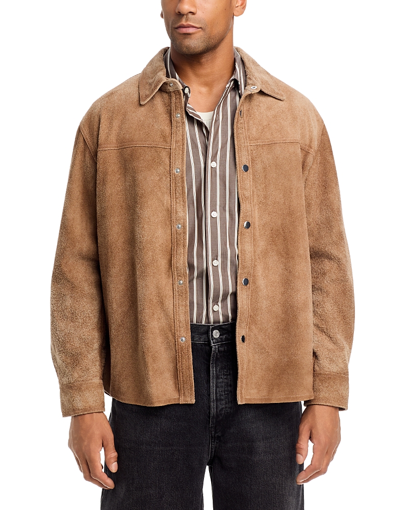 Frame Suede Leather Snap Button Shirt Jacket
