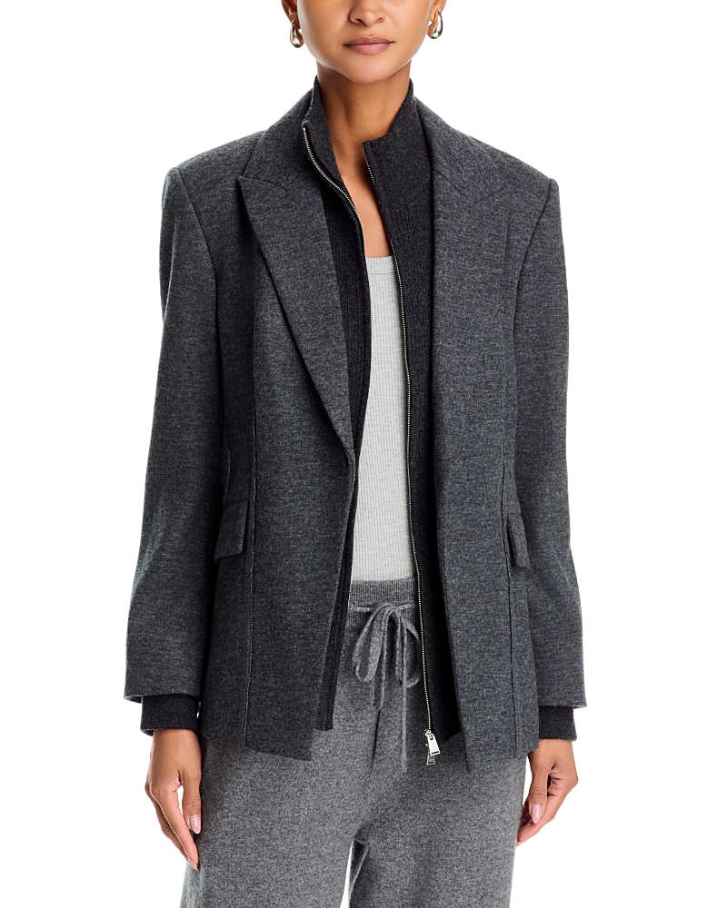 Simkhai Auden Knit Combo Layered Blazer In Gray