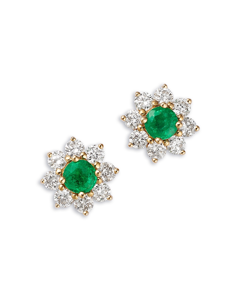Bloomingdale's Fine Collection Gemstone & Diamond Classic Flower Cluster Stud Earrings in 14K Gold