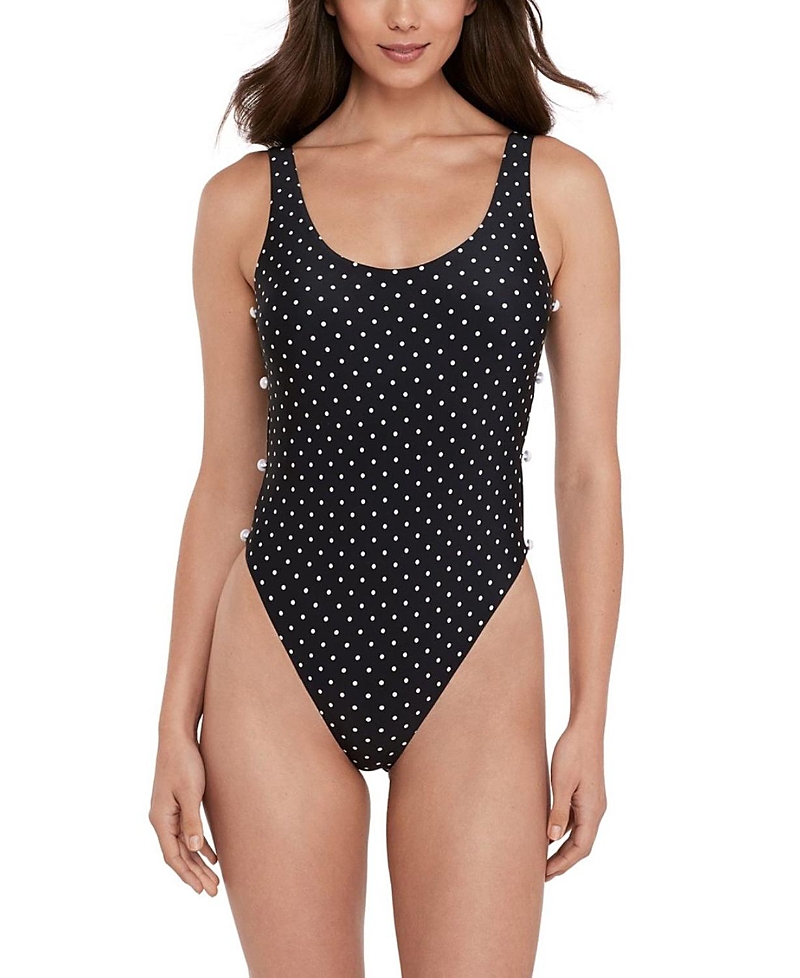 Steve Madden Side Cutout One Piece with Pearl Buttons