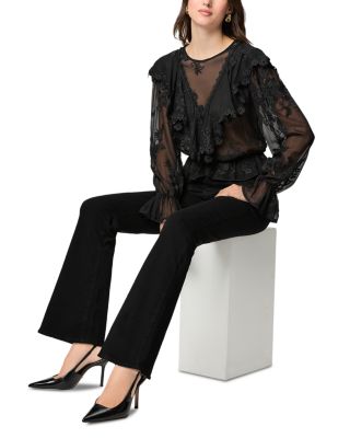 High Rise Laurel Canyon Jeans in Black Shadow - thumbnail 4