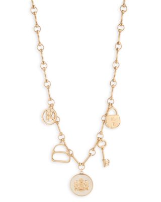 Logo Charm Statement Necklace, 17"