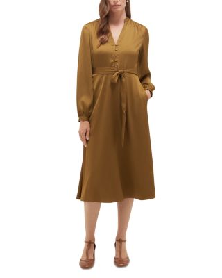 Hobbs London Petites Katia Button Placket Tie Waist Dress