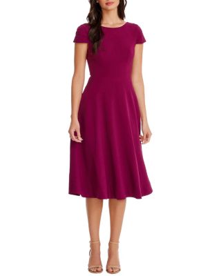  Livia Cap Sleeve Fit and Flare Midi Dress