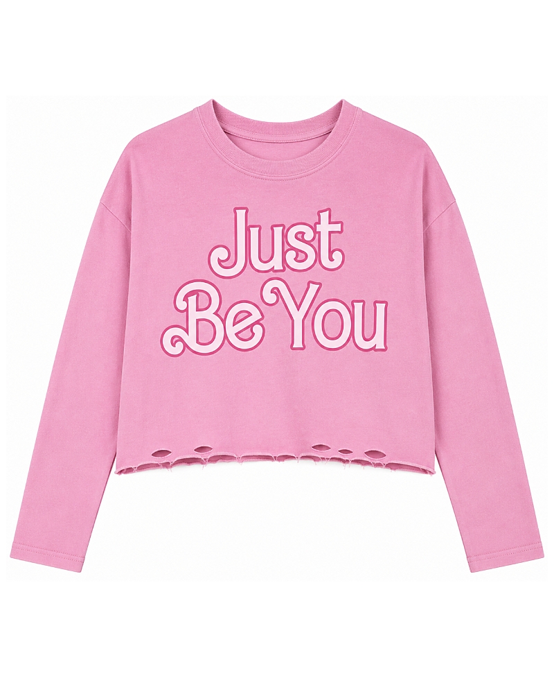 Prince Peter Collection Girls' Just Be You Long Sleeve Crop Top - Big Kid