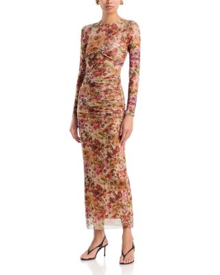 Mesh Long Sleeve Midi Dress - Exclusive 