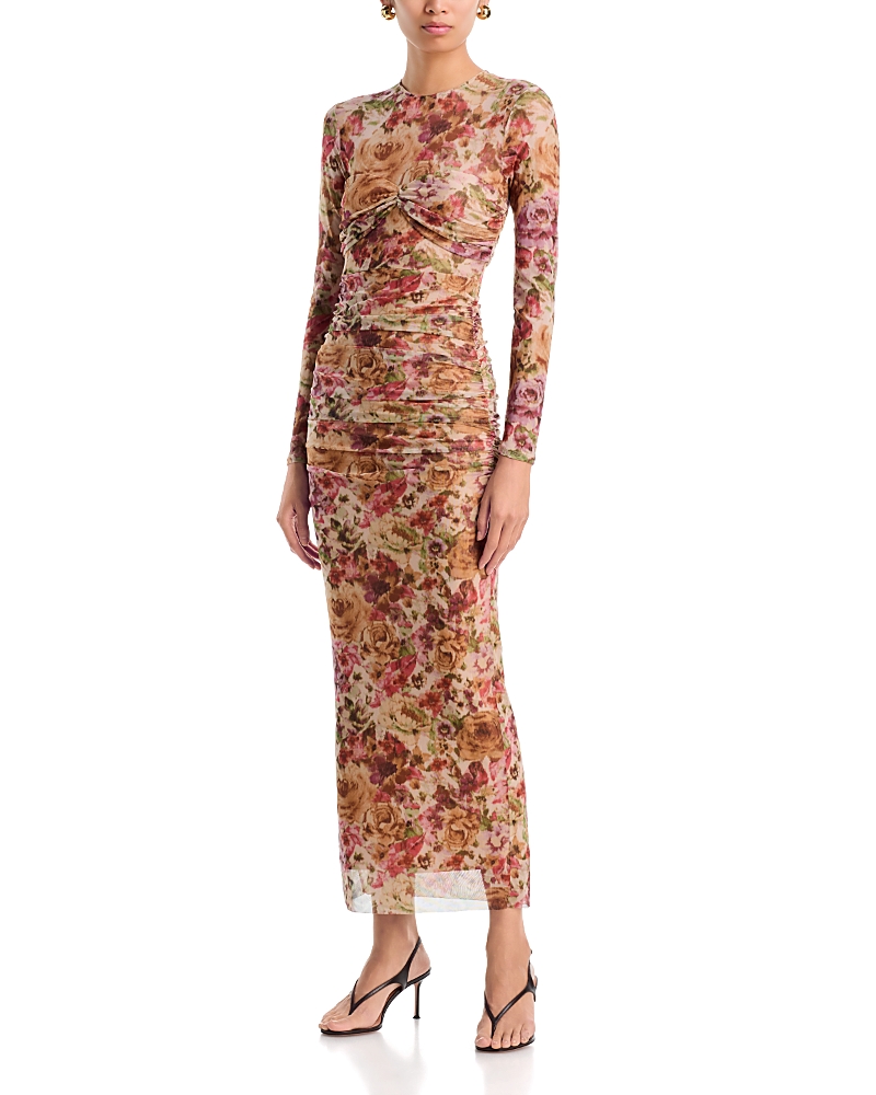 Aqua Mesh Long Sleeve Midi Dress - Exclusive