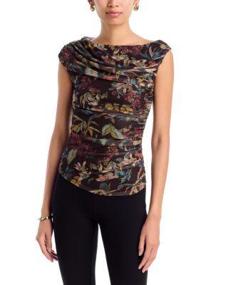 Draped Mesh Sleeveless Top - Exclusive