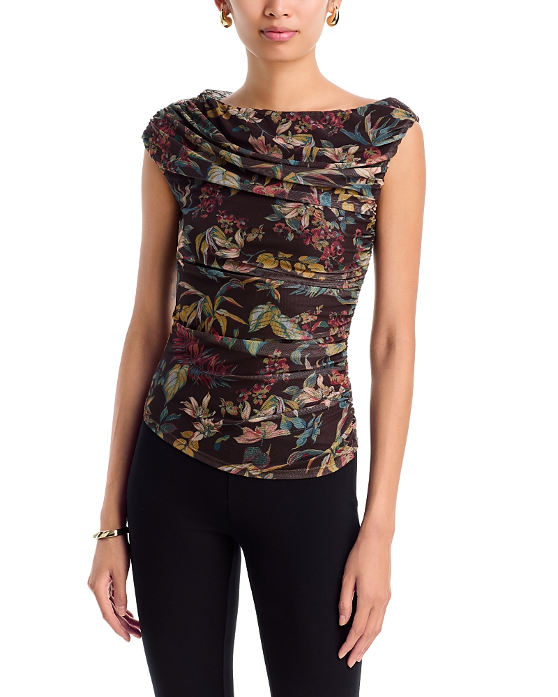 Aqua Draped Mesh Sleeveless Top - Exclusive