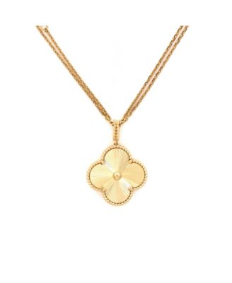  Magic Alhambra Long Necklace Guilloche 18K Gold, 35"