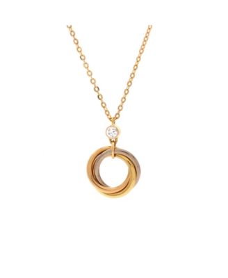  Trinity Pendant Necklace 18K Tricolor Gold with Diamond, 17"