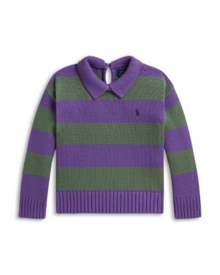 Girls' Striped Cotton Polo Sweater - Little Kid, Big Kid