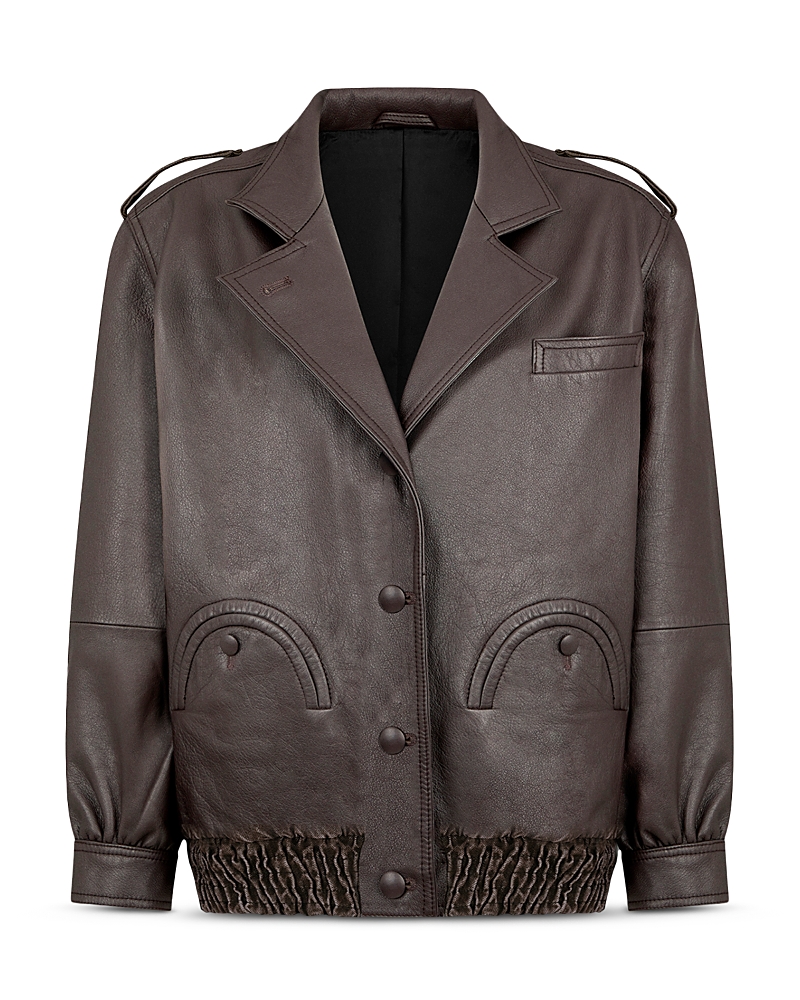 Blazé Milano Blaze Milano Ares Charlie Leather Bomber Jacket In Burgundy