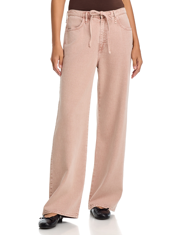 rag & bone Featherweight Phoebe High Rise Drawstring Wide Leg Jeans in Rosestone