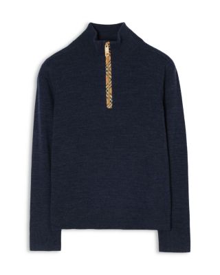 Boys' Conory Check Trim Wool Half Zip Sweater - Little Kid, Big Kid