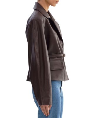 Pearl Leather Collared Jacket - thumbnail 4