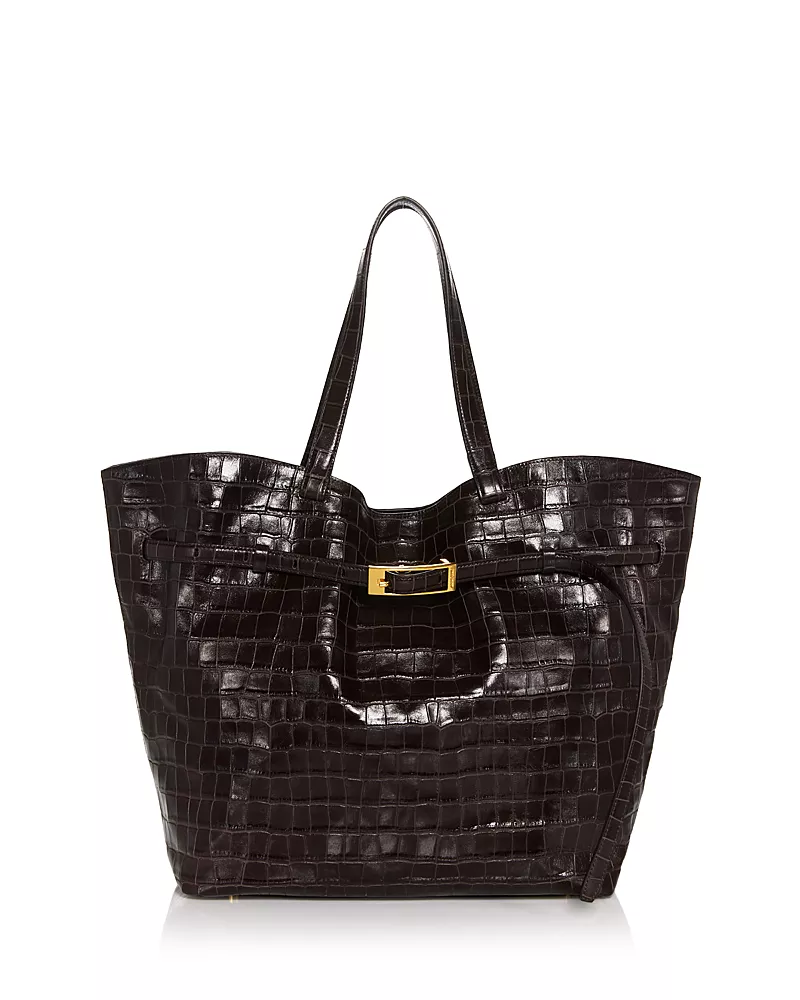 Anine Bing Elly Medium Embossed Leather Tote Bag