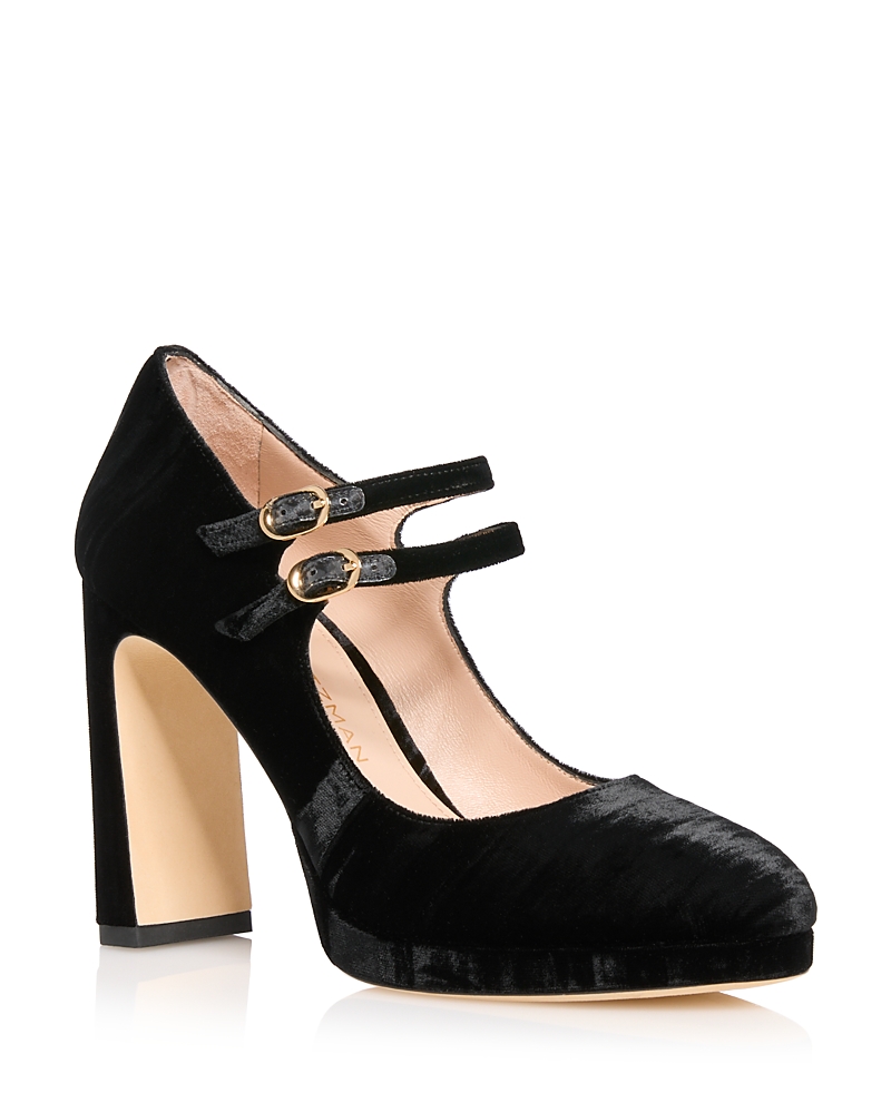 Stuart Weitzman Women's Babette Velvet Platform Mary Jane Pumps
