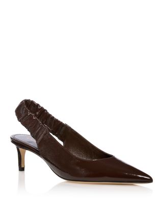 Women's Ruche Patent Leather Slingback Pumps