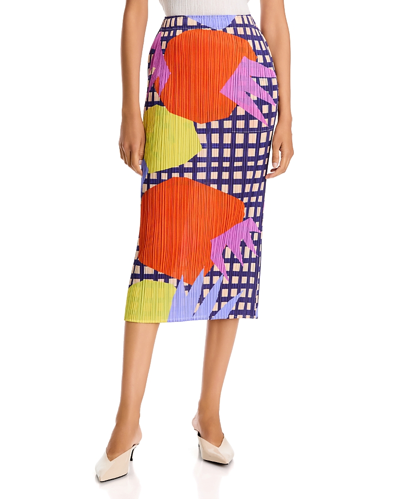 Pleats Please Issey Miyake Pull On Midi Skirt