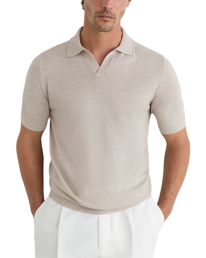 Reiss Stone Mouline Wool Polo Shirt