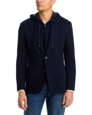 Double-Face Jersey Removable Hood Slim Fit Sport Coat