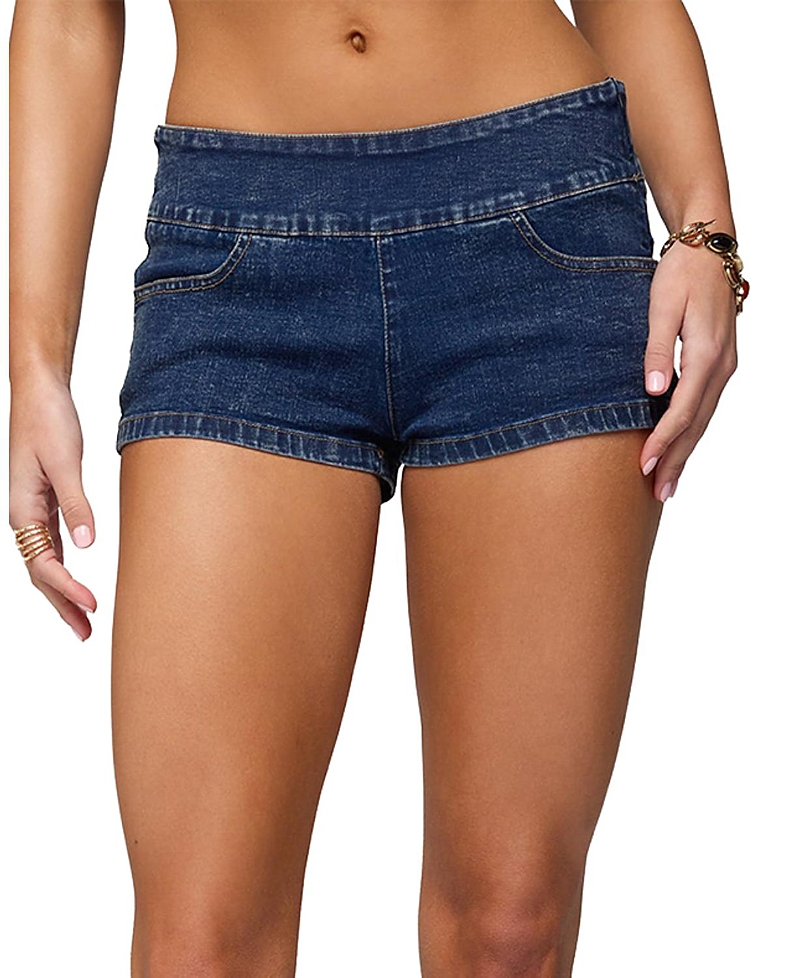 Edikted Zaida Stretchy Denim Micro Shorts