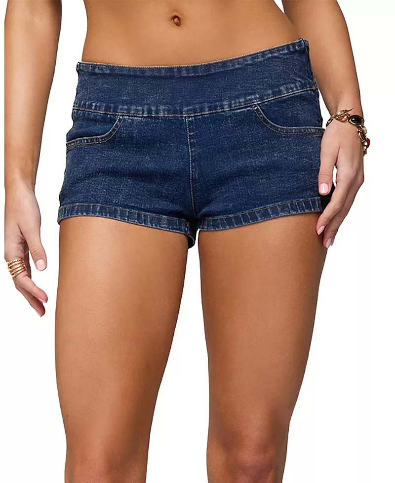 Edikted Zaida Stretchy Denim Micro Shorts
