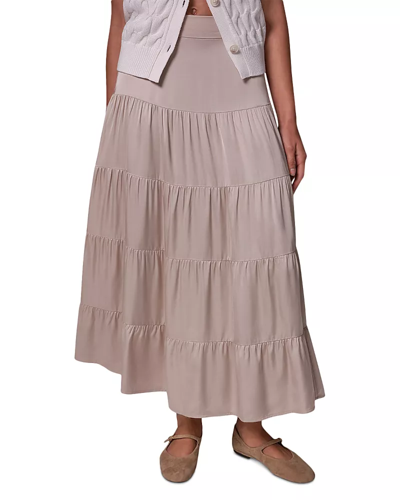 Donna Karan Weekend Satin Tiered Prairie Skirt