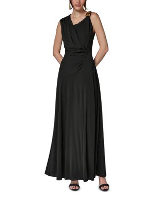 Asymmetrical Neck Draped Maxi Dress