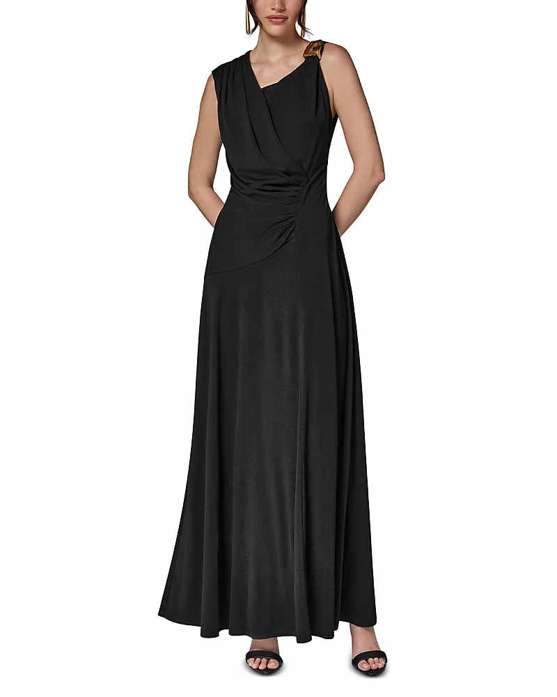 Donna Karan New York Asymmetrical Neck Draped Maxi Dress