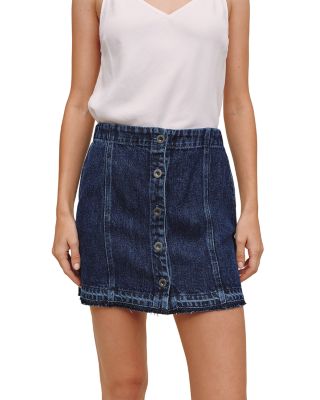 Button Front Mini Denim Skirt