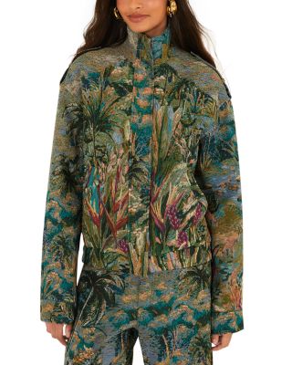 Petricor Jacquard Stand Collar Jacket