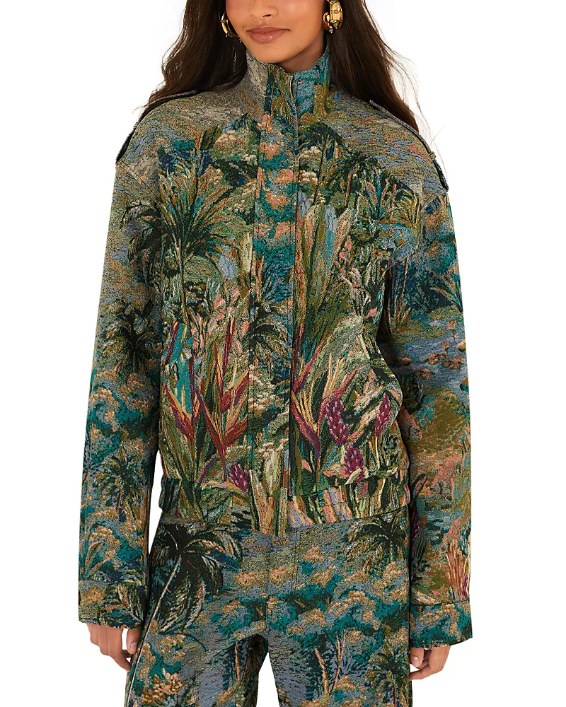 Farm Rio Petricor Jacquard Stand Collar Jacket