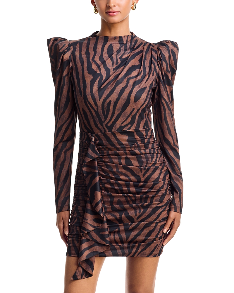 Aqua Ziger Puffed Shoulder Mini Dress - Exclusive