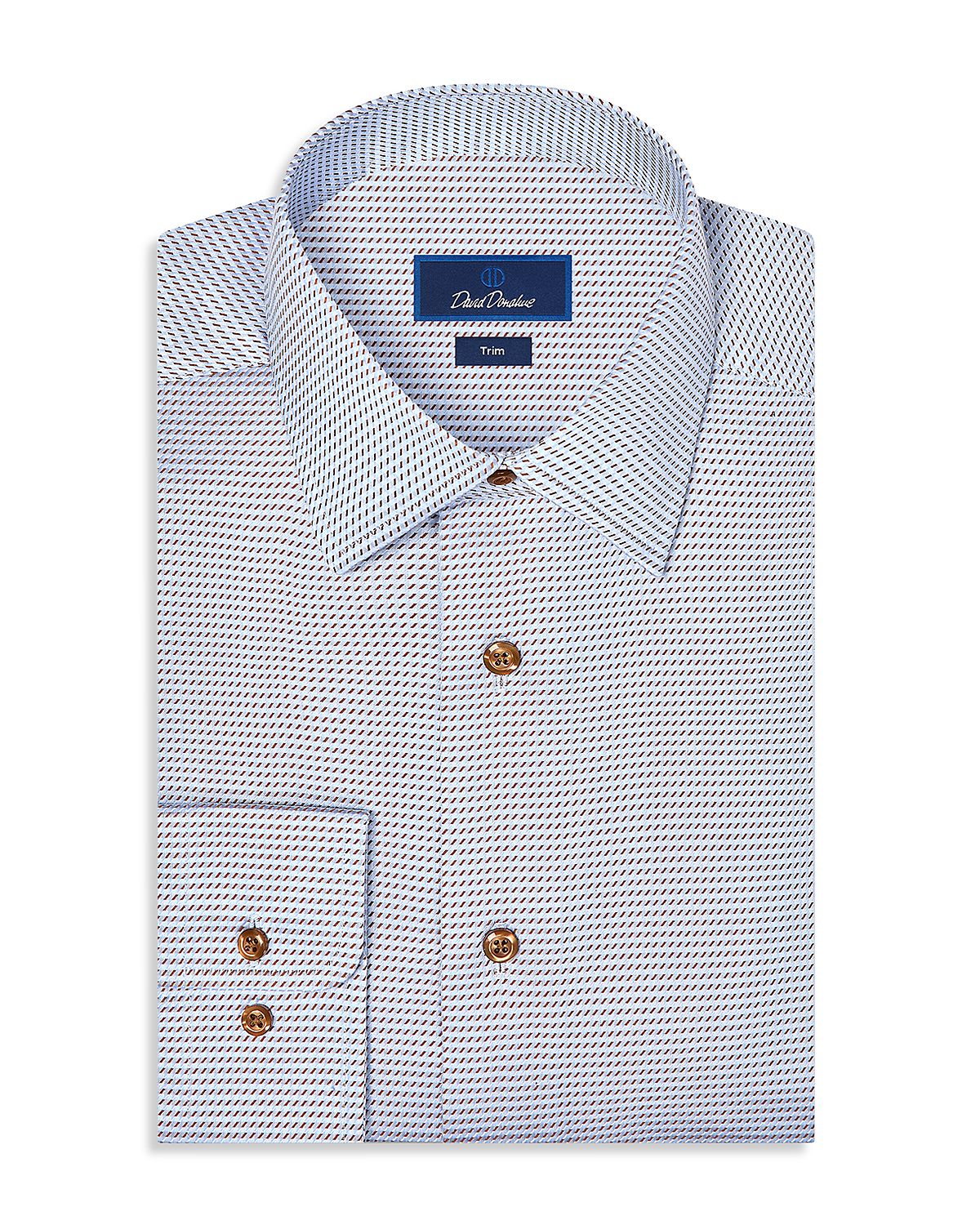 David Donahue Trim Fit Textured Twill Dress Shirt