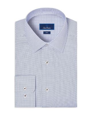 Slim Fit Stretch Twill Micro Check Dress Shirt