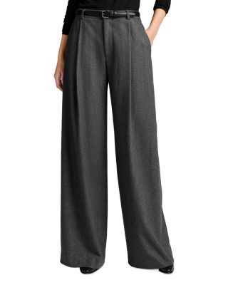 Camille Wool Blend Mid Rise Wide Leg Pants