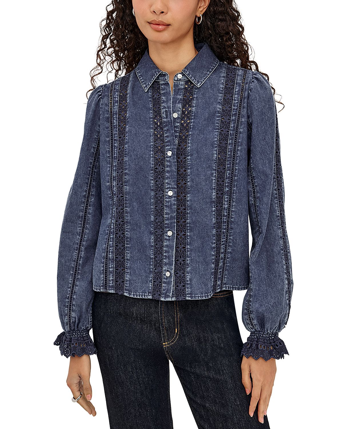 Rails Rowen Cotton Denim Eyelet Blouse