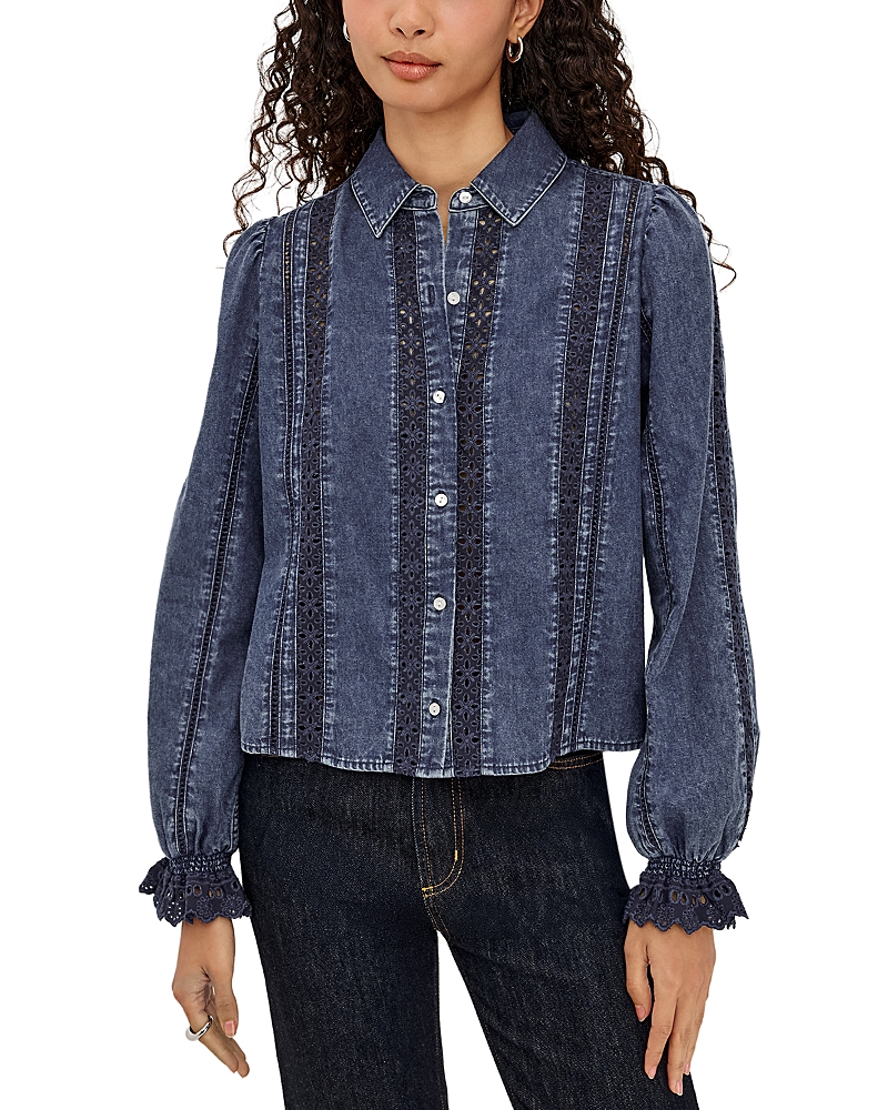 Rails Rowen Cotton Denim Eyelet Blouse