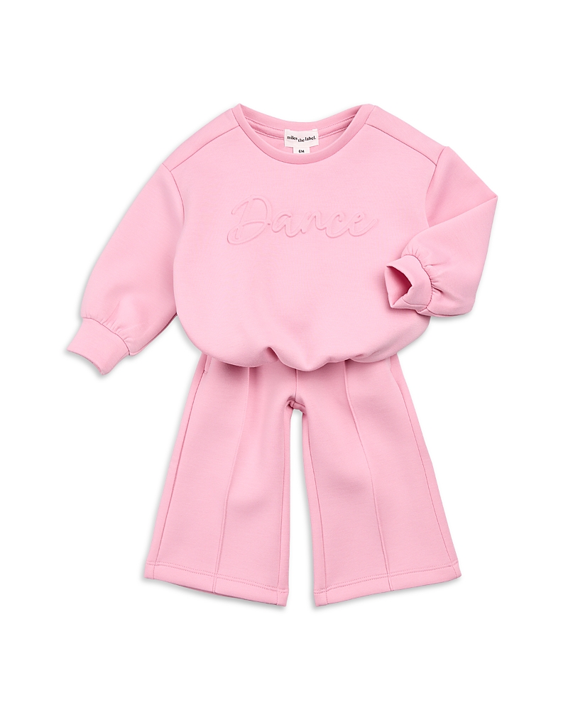 Miles The Label Girls' Bubblegum Scuba Wide Leg Jogger Set - Baby