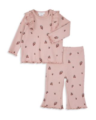 Girls Long Sleeve Little Apples Print on Flared Legging Set - Baby