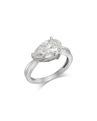 Luxe Collection Certified Lab Grown Diamond Pear Solitaire Ring in 18K White Gold, 2.50 tcw