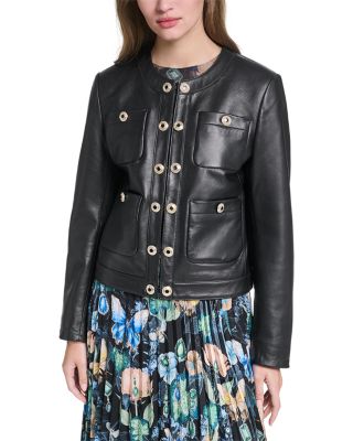 Leather Collarless Jacket 