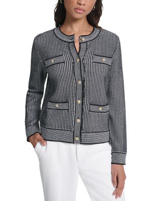Zig Zag Knit Button Front Cardigan