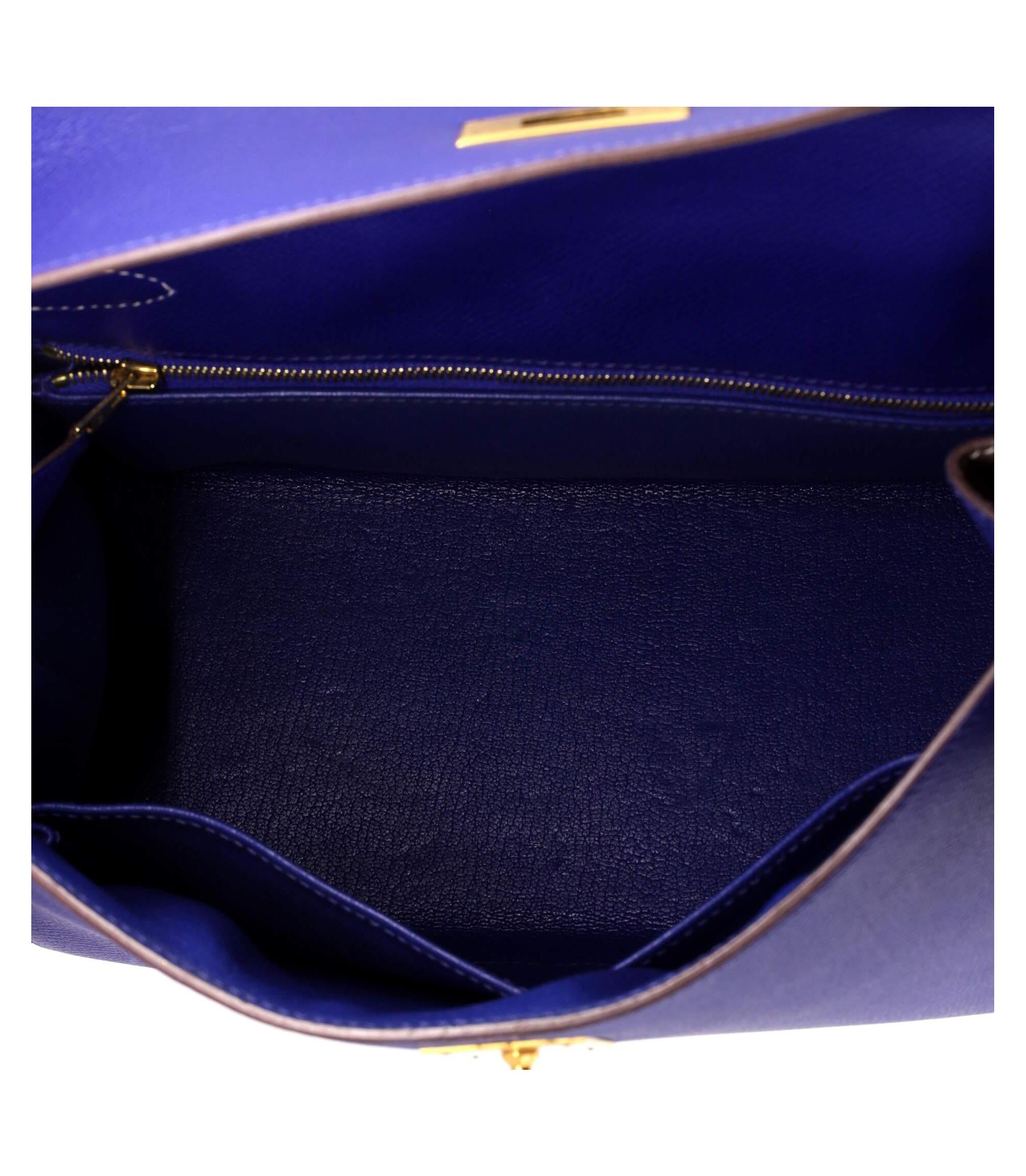 Kelly 28 Handbag Bicolor Epsom with Brushed Gold Hardware — Image 5