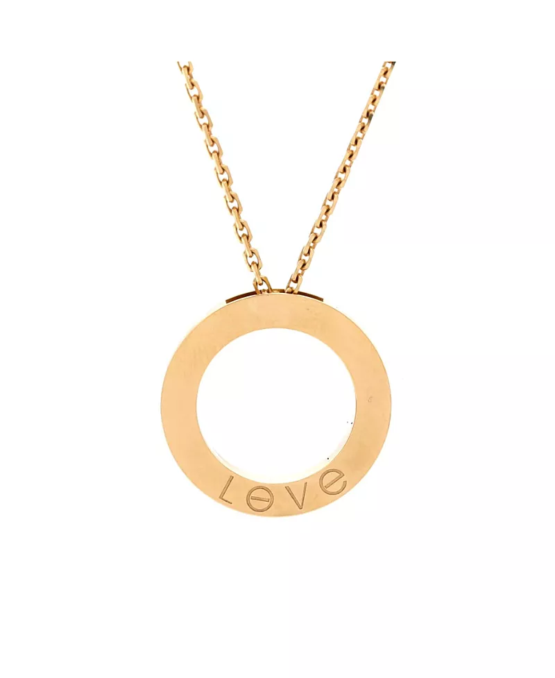 Pre-Owned Cartier 3 Diamonds Love Pendant Necklace 18K Gold and Diamonds, 16.25