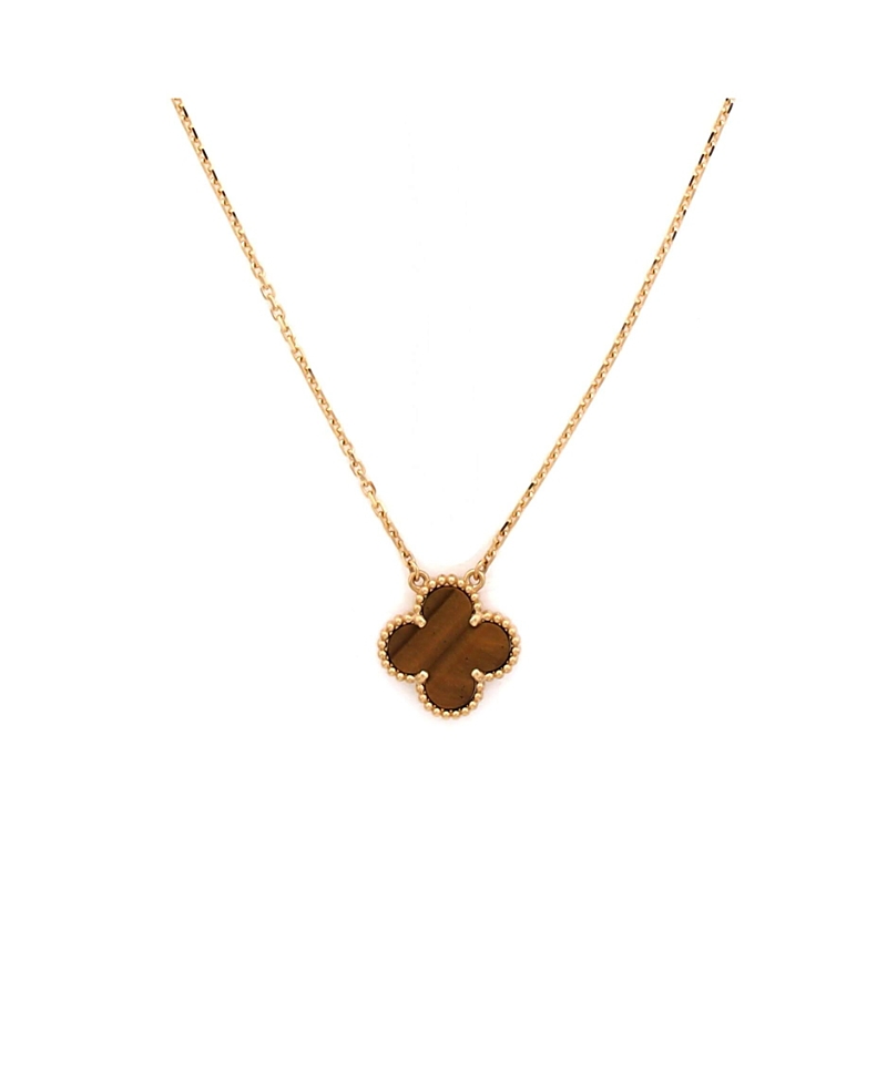 Pre-Owned Van Cleef & Arpels Vintage Alhambra Pendant Necklace 18K Gold and Tiger Eye, 16.5
