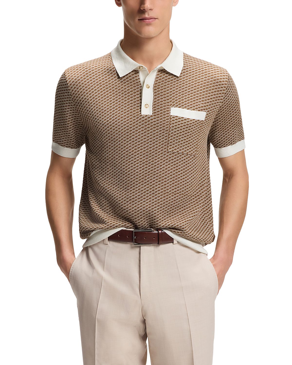 Boss L-Lomato Cotton Blend Knit Polo Shirt